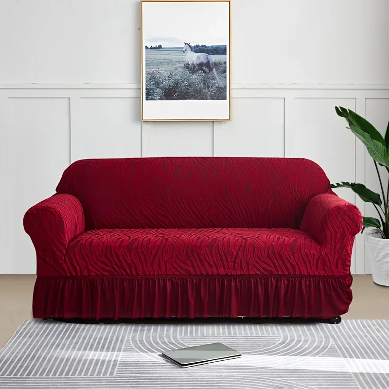 1 Piece Set Sea Wave Skirt Stretch Sofa Cover Non-slip Full Cover Dust Cover Bedroom Living Room Home Decoration 2/3/4 People